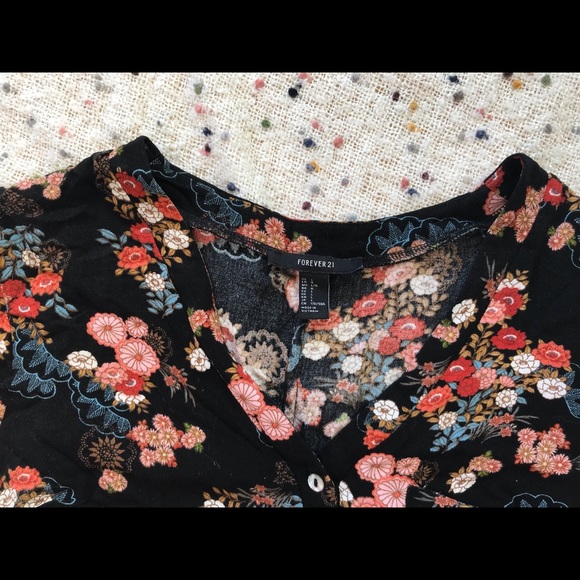 Forever 21 Floral Kimono Print Crop Top - Picture 3 of 9